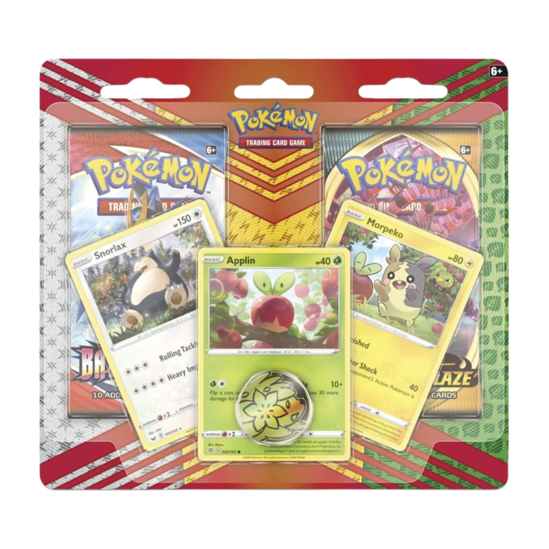 Pokémon Snorlax, Morpeko & Applin Cards with 2 Booster Packs & Coin