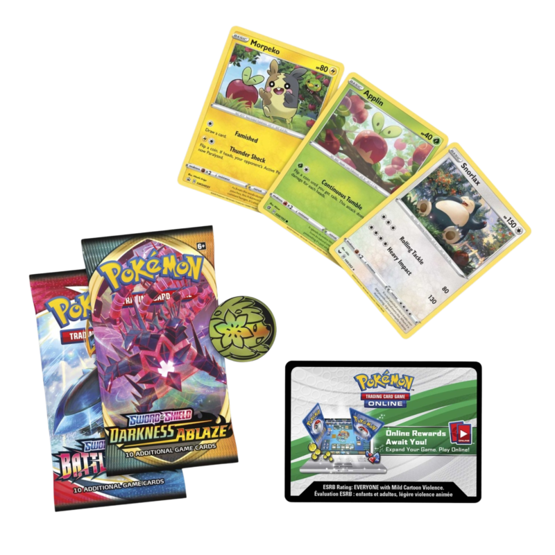 Pokémon Snorlax, Morpeko & Applin Cards with 2 Booster Packs & Coin