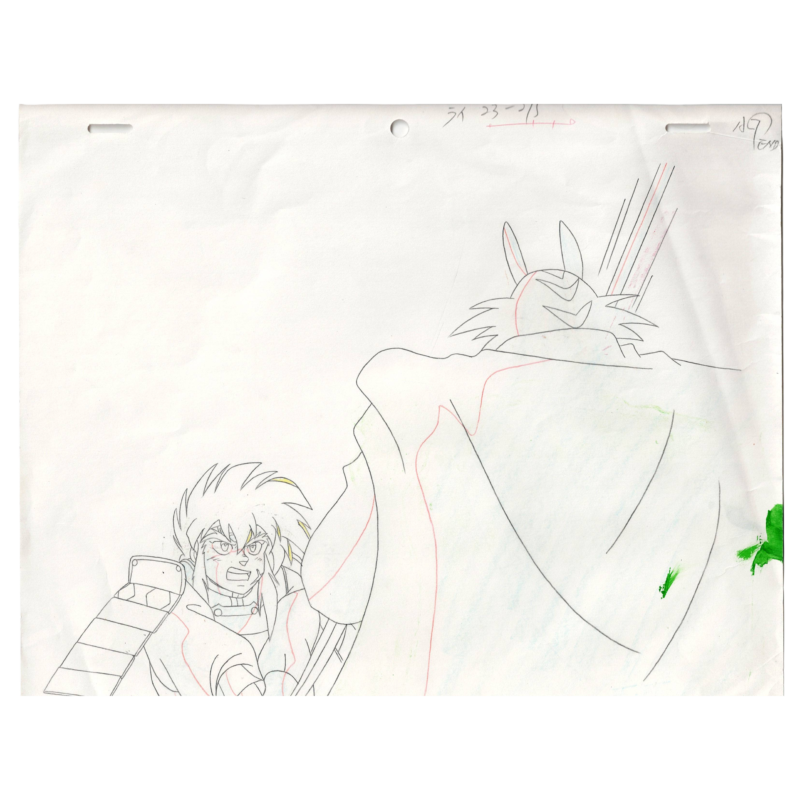 Original Anime Production Cel – Rai vs Gaizan | Thunder Jet / Galaxy Warring States Heroes / هزيم الرعد سيل أنمي أصلي – راي ضد غايزان - Image 2