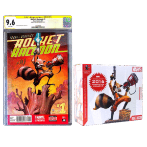 Marvel Rocket Raccoon Collector’s Set – CGC 9.6 Comic + SDCC Gentle Giant Statue